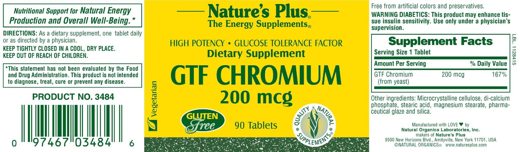 High Potency Glucose Tolerance Factor GTF Chromium 200 mcg