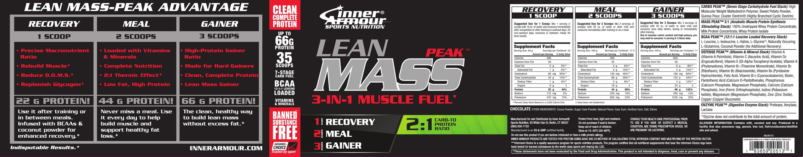 Lean Mass Peak 3-In-1 Muscle Fuel Chocolate