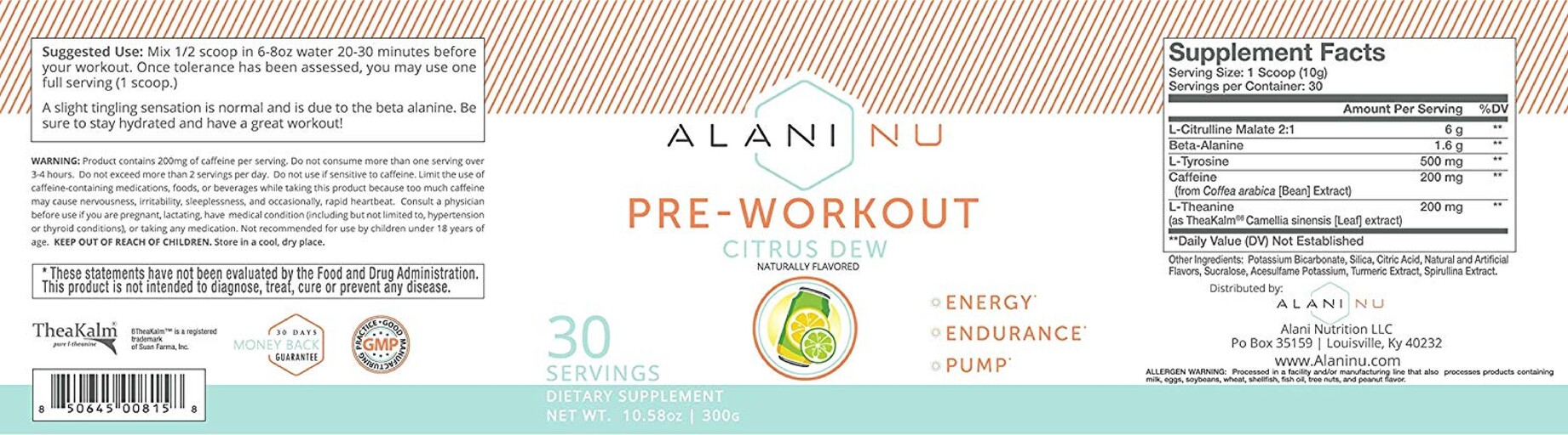 Alani Nu Pre-Workout Citrus Dew