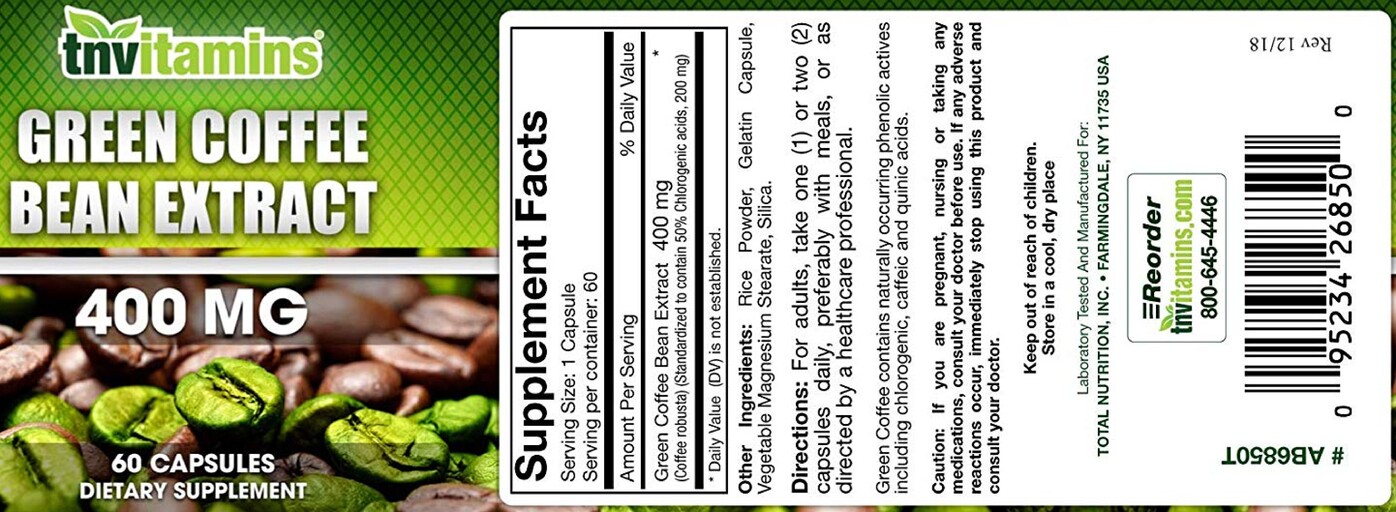 Green Coffee Bean Extract 400 mg