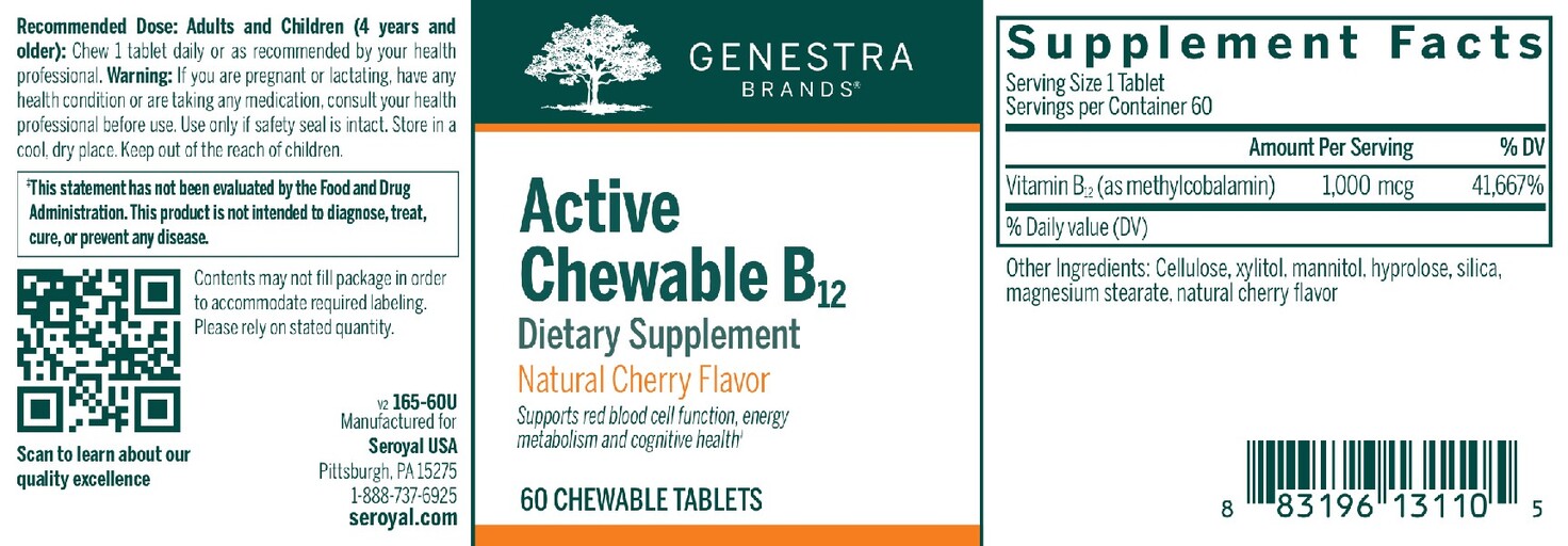 Active Chewable B12 Natural Cherry Flavor