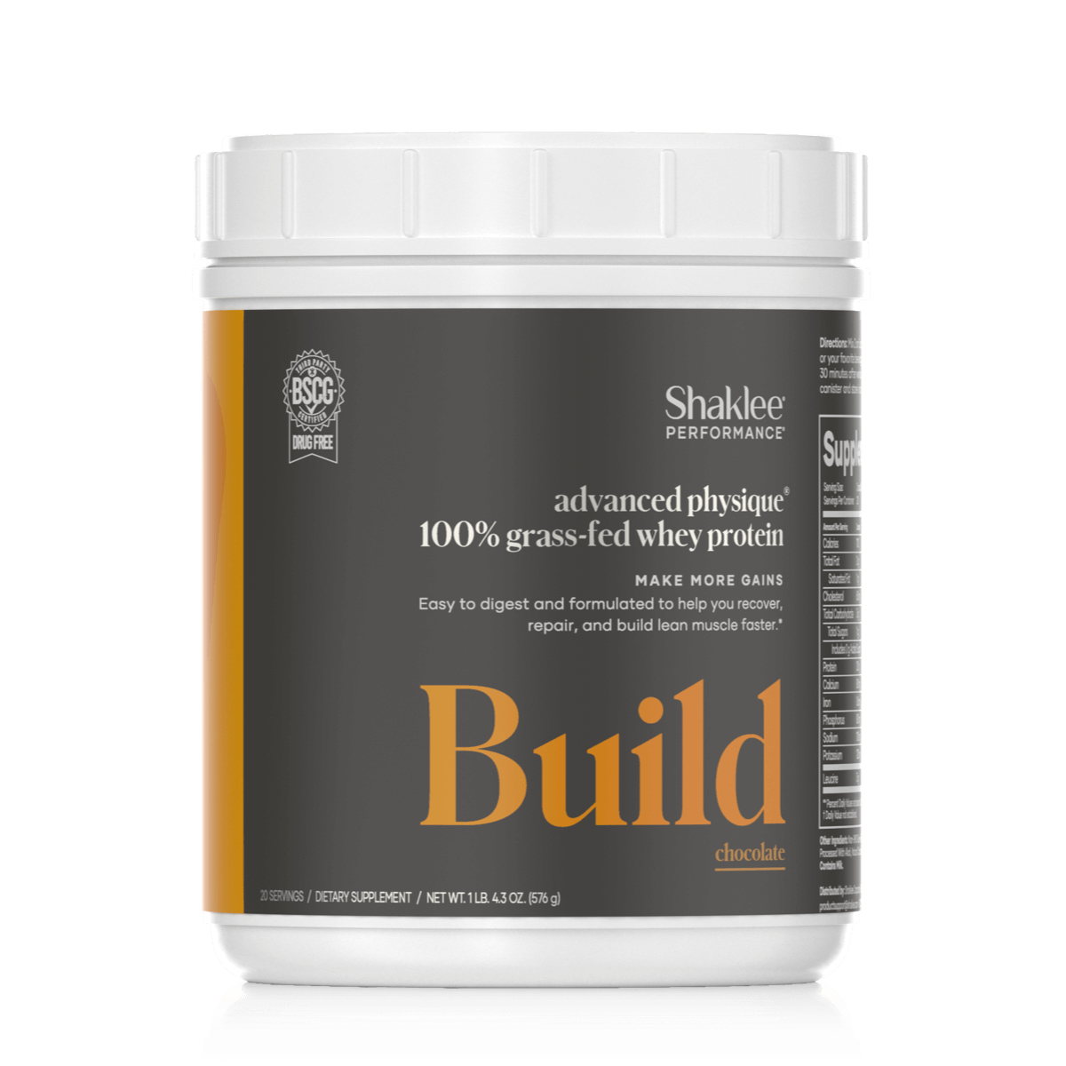 Build Advanced Physique 100% Grass-Fed Whey Protein Powder (Chocolate