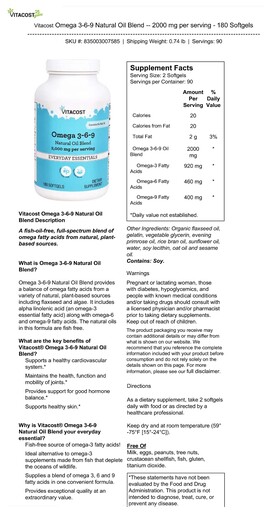 Omega 3-6-9 Natural Oil Blend 2,000 mg