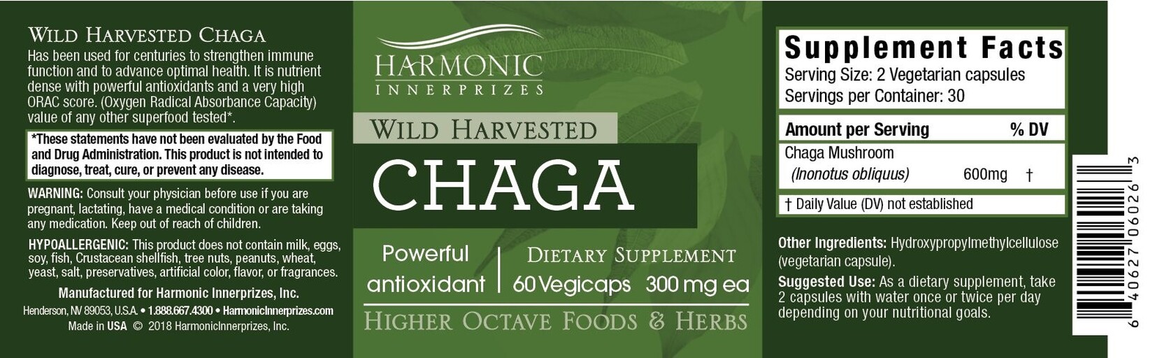 Wild Harvested Chaga 300 mg