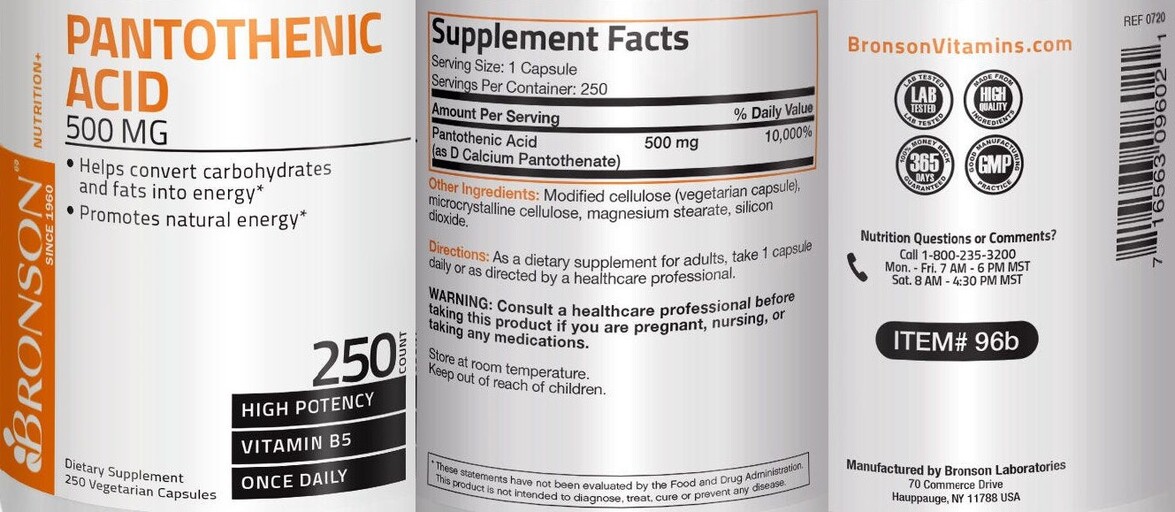 Pantothenic Acid 500 mg