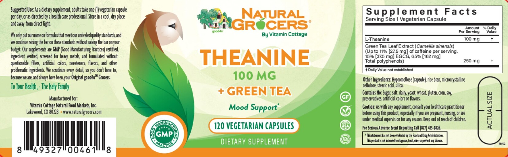 Natural Grocers by Vitamin Cottage Theanine 100 mg + Green Tea