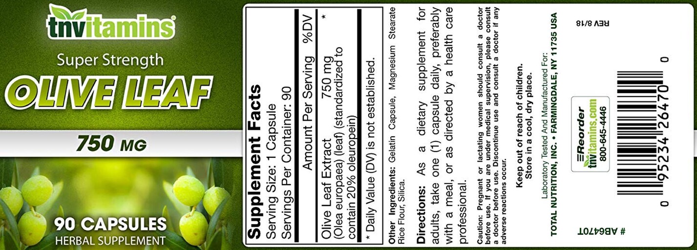 Super Strength Olive Leaf 750 mg