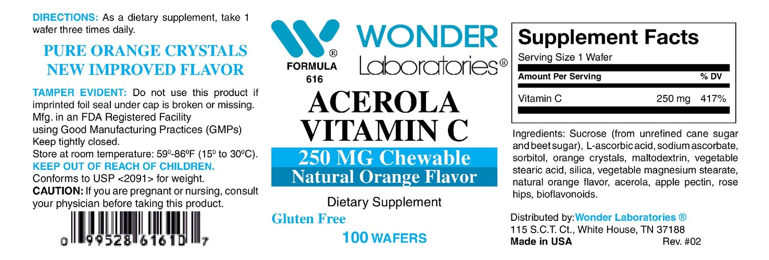 Acerola Vitamin C 250 mg Chewable Natural Orange Flavor