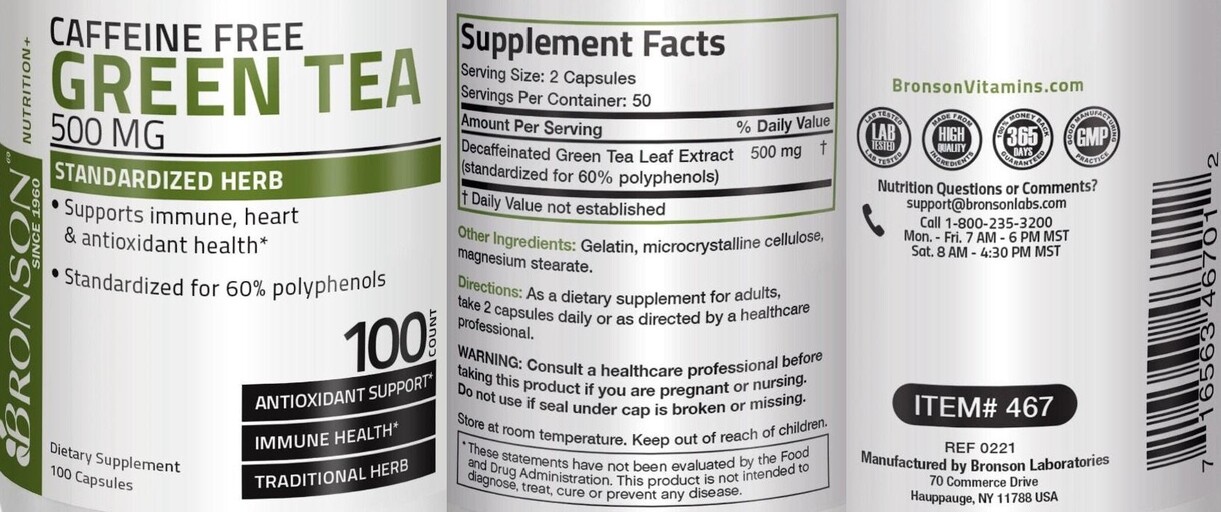 Green Tea 500 mg Caffeine Free