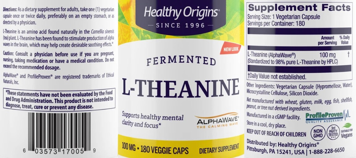Healthy Origins L-Theanine 100 mg