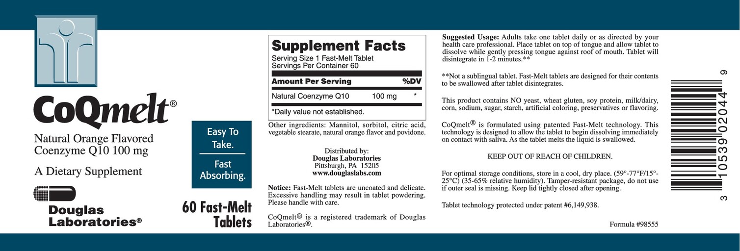 Douglas Laboratories CoQmelt Coenzyme Q10 100 mg Orange Flavored