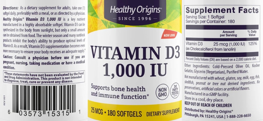 Vitamin D3 1,000 IU 25 mcg