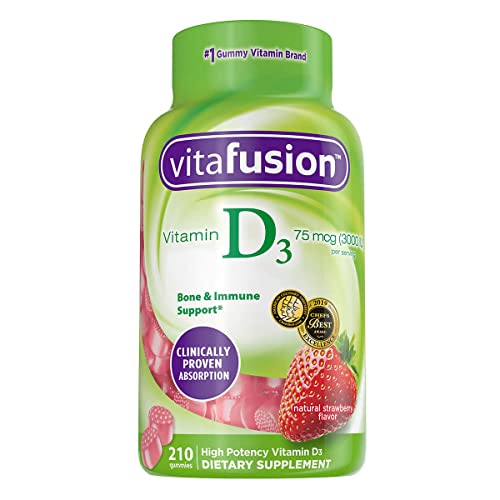 Vitamin D3 75 mcg (3000 IU) Gummies Natural Strawberry Flavor
