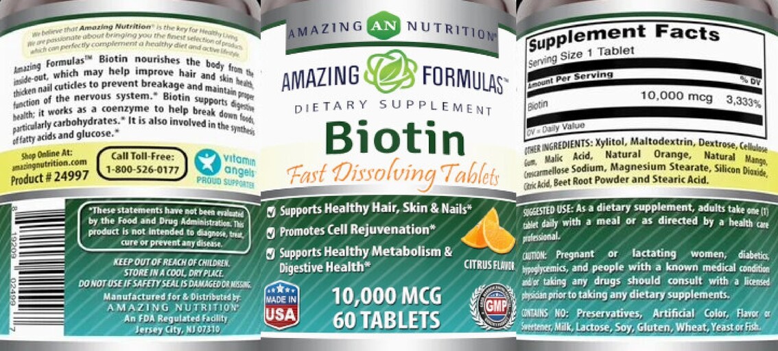 Amazing Nutrition Biotin Fast Dissolving Tablets 10,000 mcg Citrus Flavor