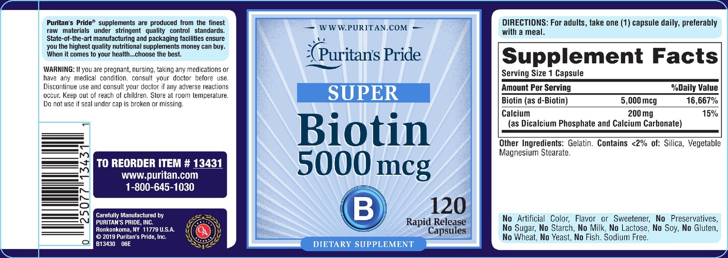 Puritan's Pride Super Biotin 5000 mcg