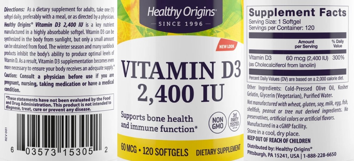 Vitamin D3 2,400 IU 60 mcg