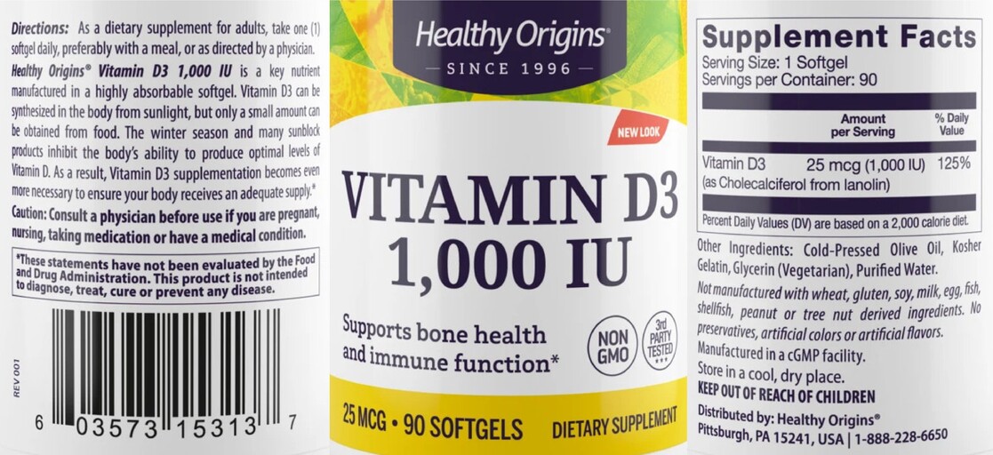 Vitamin D3 1,000 IU 25 mcg