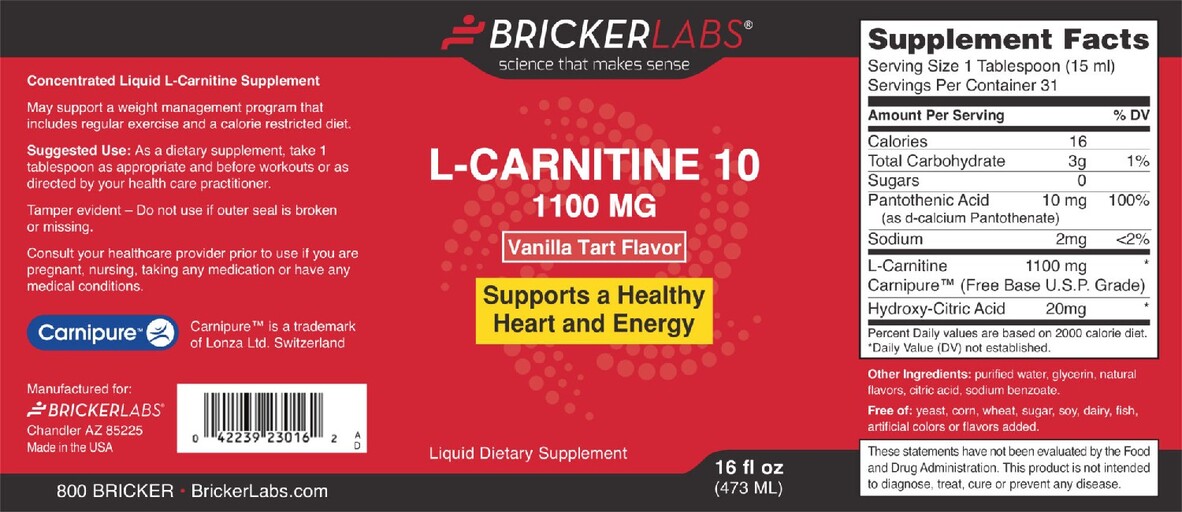 L-Carnitine 1100 mg Vanilla Tart Flavor