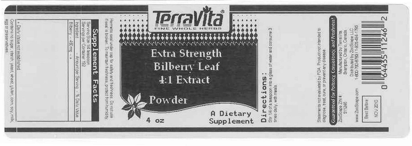 TerraVita Extra Strength Bilberry Leaf 4:1 Extract Powder