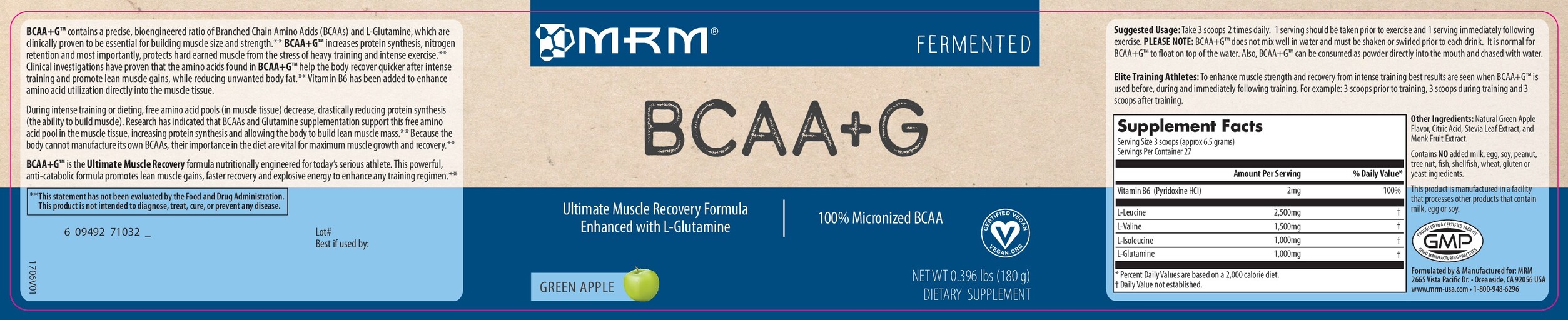 BCAA+G Green Apple