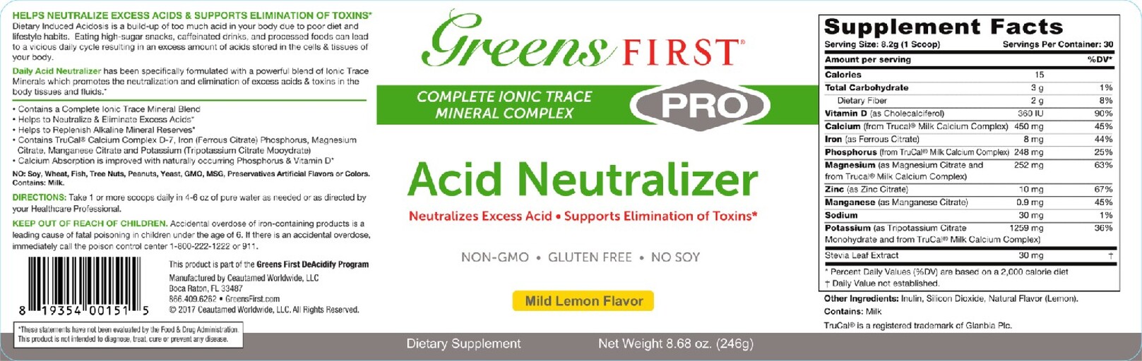Acid Neutralizer Mild Lemon Flavor