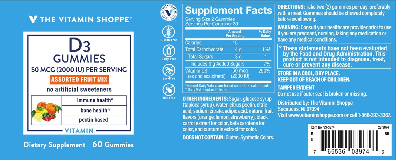 The Vitamin Shoppe D3 Gummies 50 mcg (2000 IU)