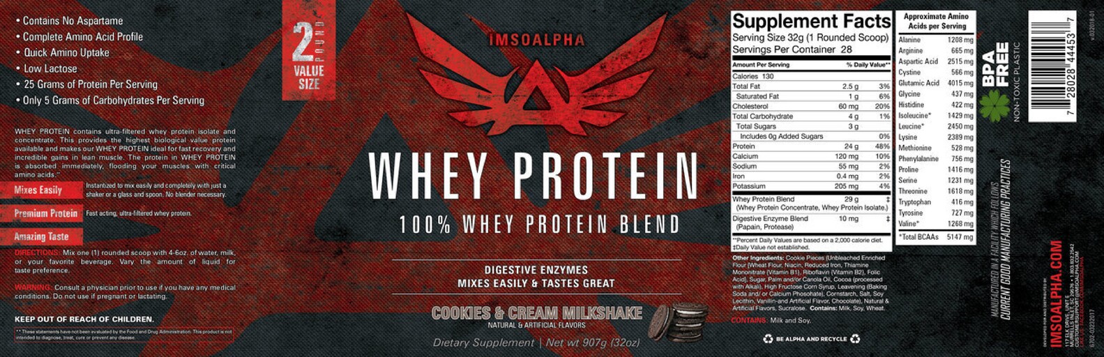 Whey Protein Cookies & Cream Milkshake