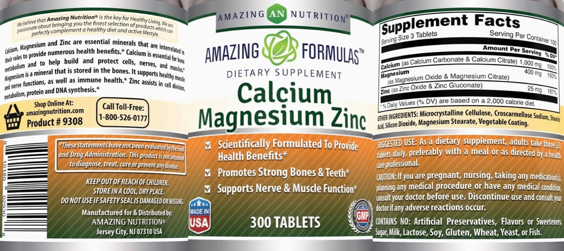 Amazing Nutrition Calcium Magnesium Zinc