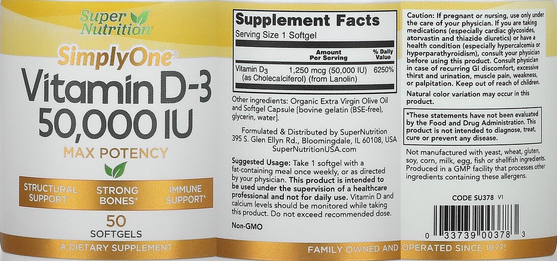 Vitamin D3 1,250 mcg (50,000 IU)