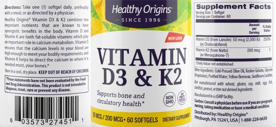Vitamin D3 50 mcg & K2 200 mcg