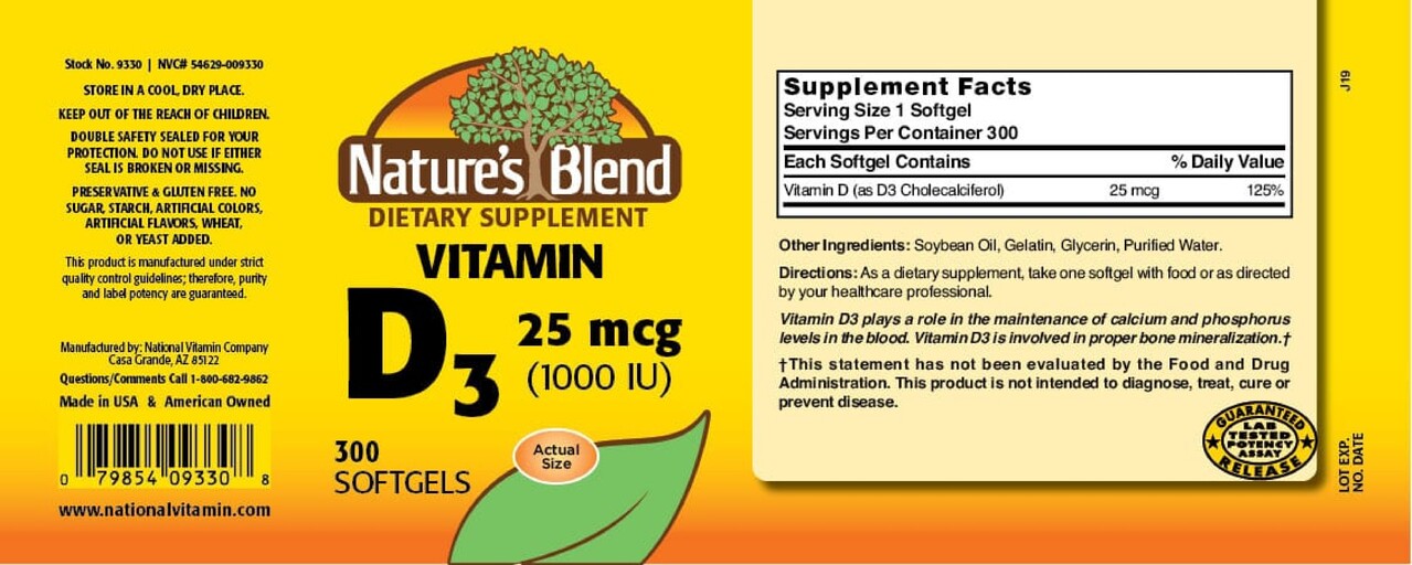 Vitamin D3 25 mcg (1000 IU)
