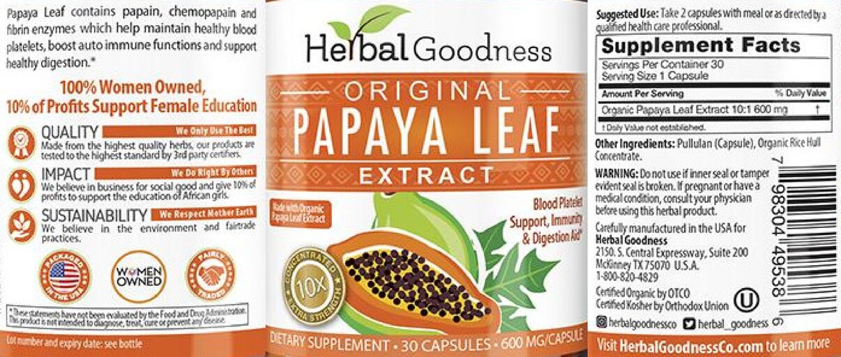 Original Papaya Leaf Extract 600 mg