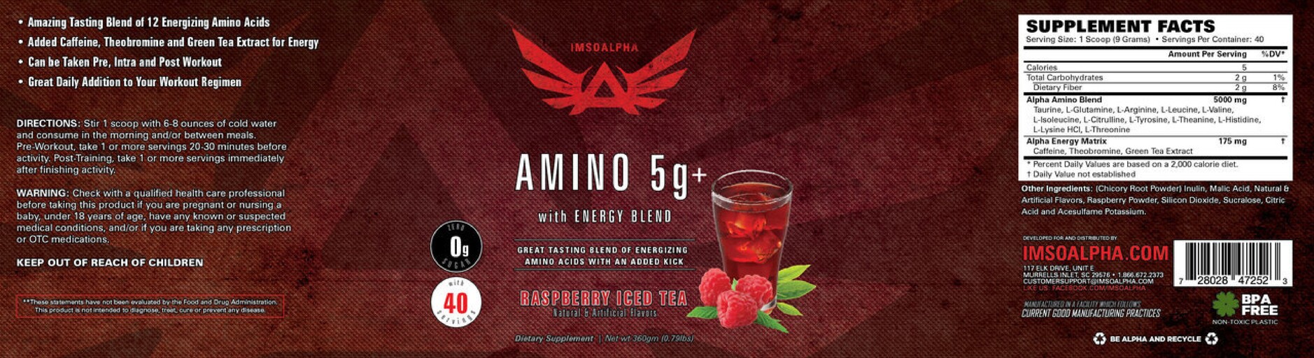 Amino 5g+ Raspberry Iced Tea