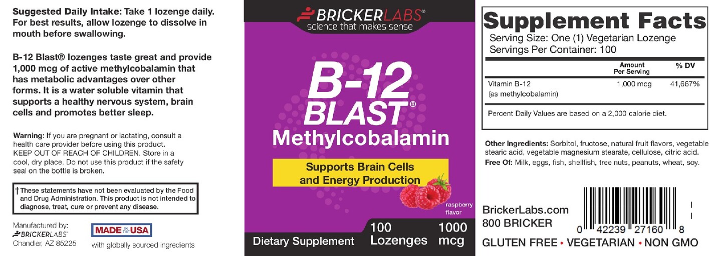 B-12 Blast Methylcobalamin 1000 mcg Raspberry Flavor