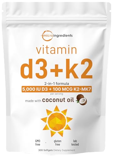Vitamin D3 5000 IU + K2 with Coconut Oil
