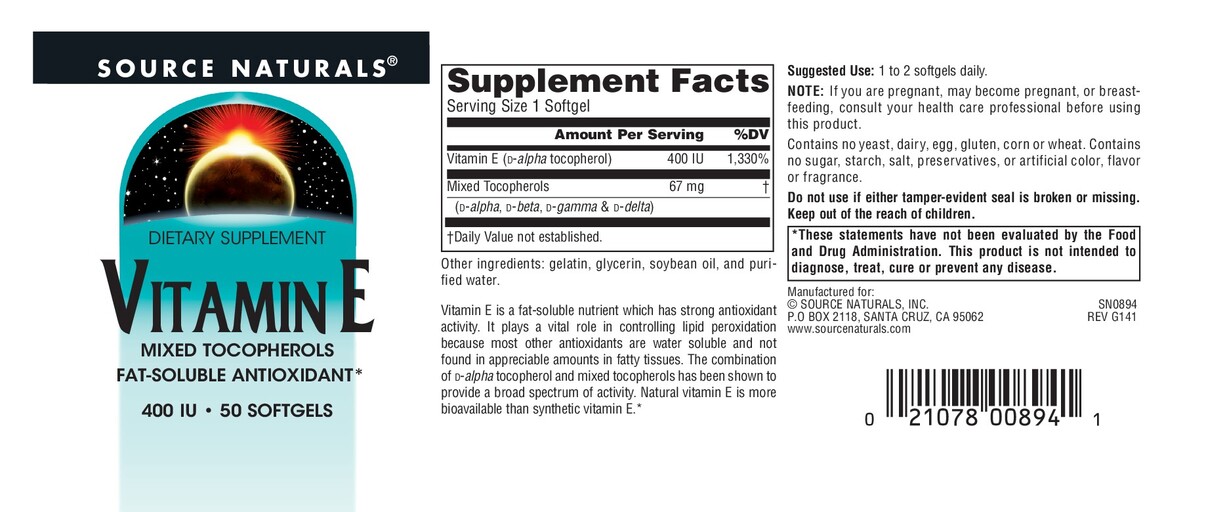 Source Naturals Vitamin E 400 IU