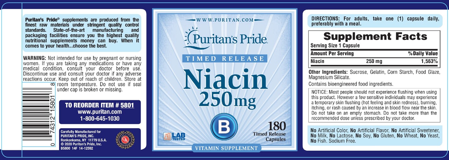 Puritan's Pride Niacin 250 mg Timed Release