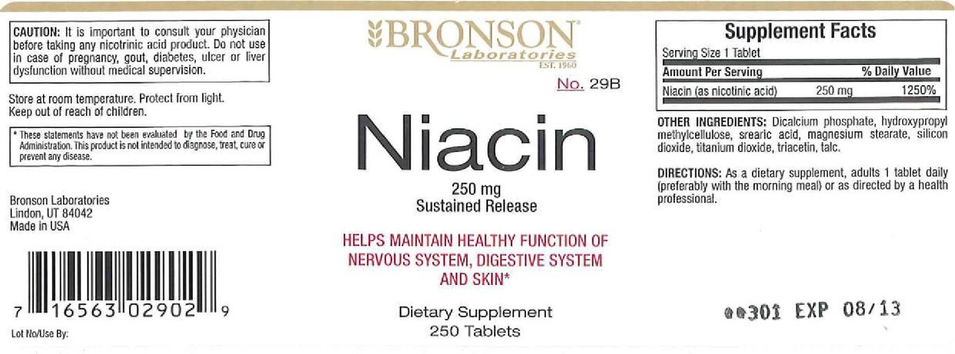 Bronson Niacin 250 mg Sustained Release