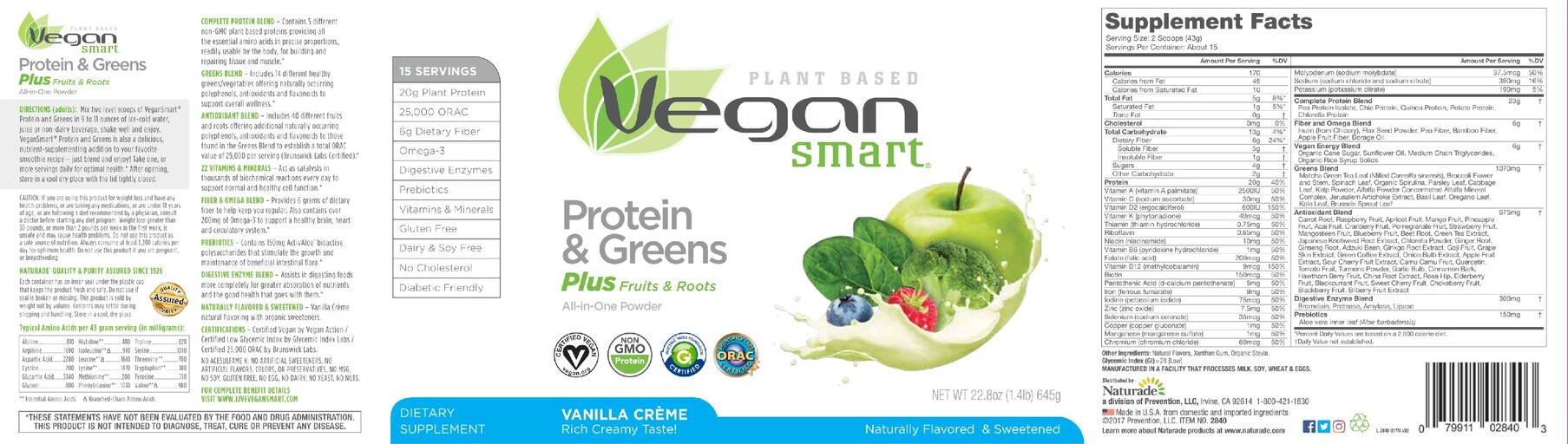 Vegan Smart Protein & Greens Vanilla Creme