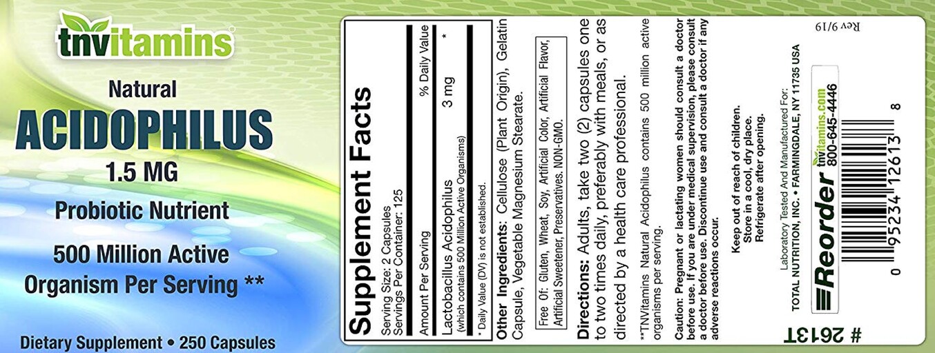 tnvitamins Acidophilus 1.5 mg
