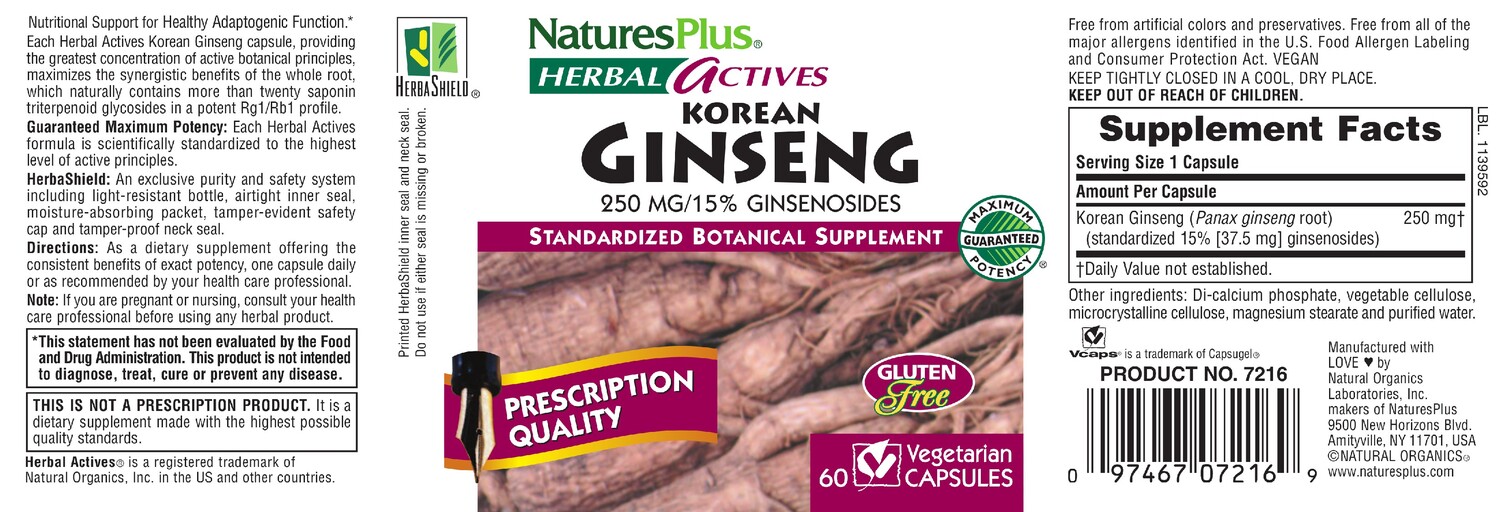 Korean Ginseng 250 mg