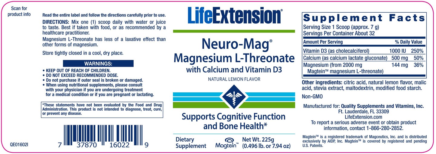Neuro-Mag Magnesium L-Threonate With Calcium And Vitamin D3 Natural Lemon Flavor