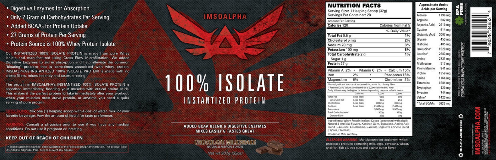 100% Isolate Chocolate Milkshake