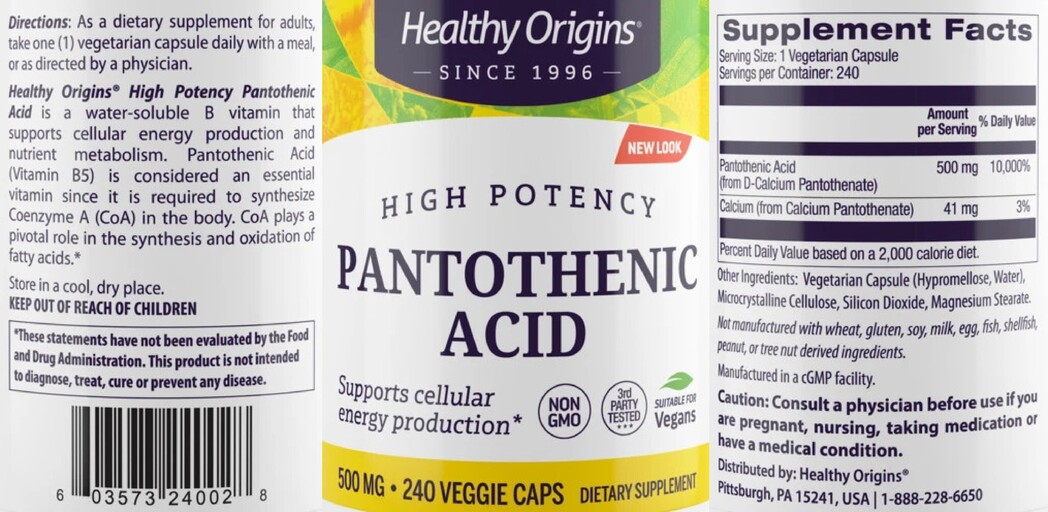 Pantothenic Acid 500 mg