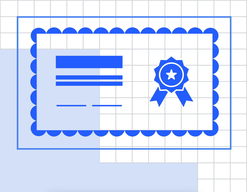 Illustration d&#39;un certificat en bleu