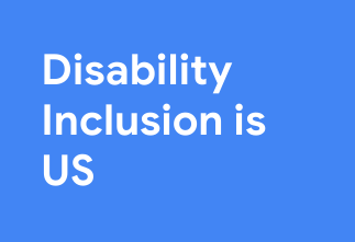 青い背景に白いテキスト: Disability Inclusi