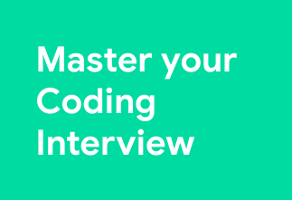 Latar belakang hijau dengan teks putih: Master your Coding Inter