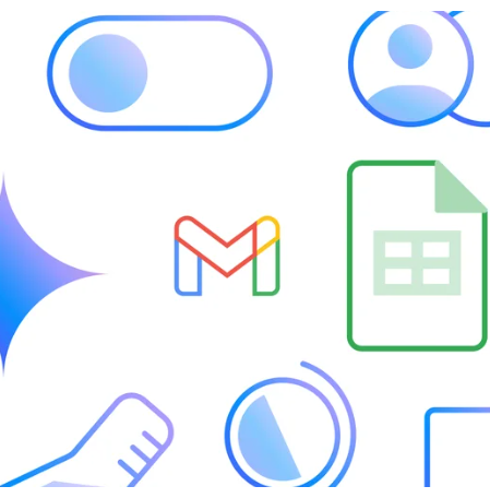 Gmail、Google ドキュメント、Google スプレッドシート、Google カレンダー、Google Keep など、さまざまな Google Workspace アプリを象徴するアイコンが描かれたカラフルなイラスト。