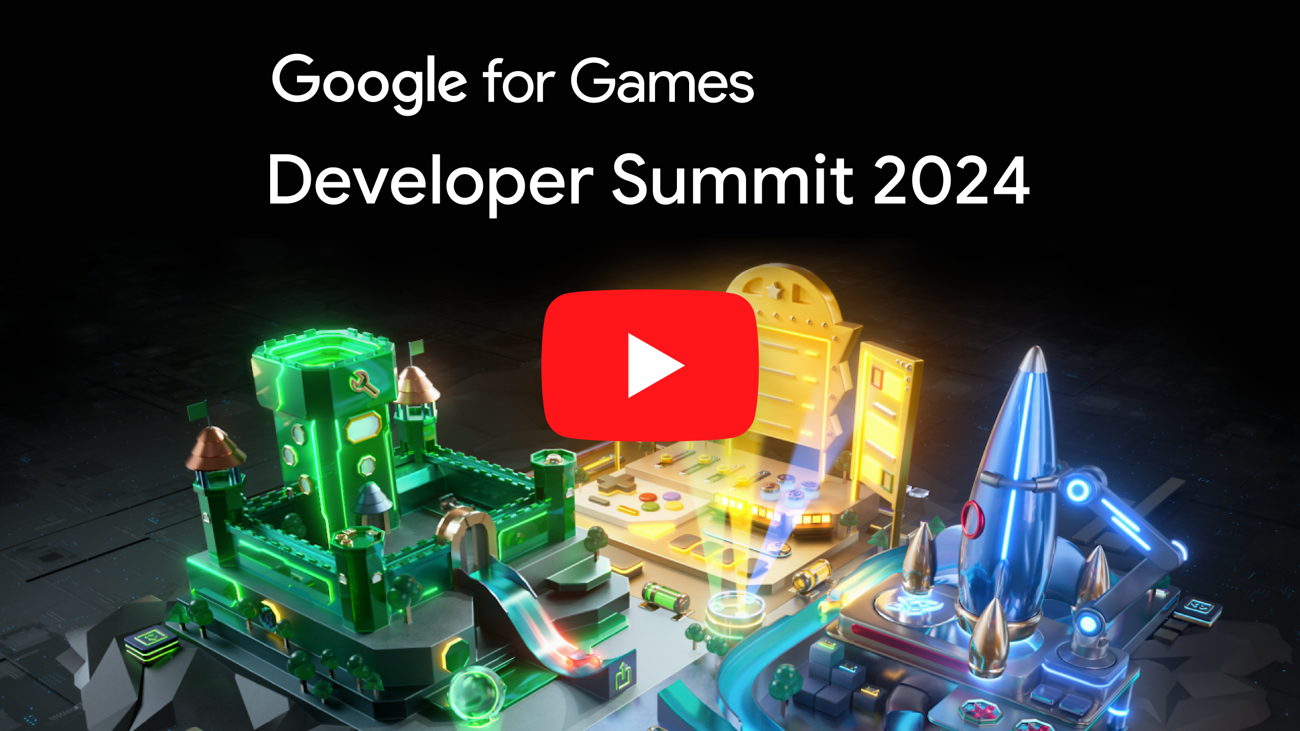 Uma miniatura do YouTube da Conferência de desenvolvedores do Google para Jogos 2024