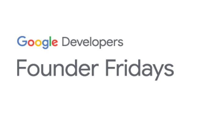 Un banner blanco con el logotipo de los Viernes de fundadores de Google Developers